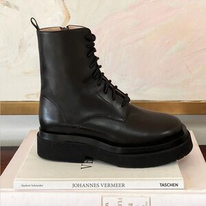 Emerson Fry Cream Lug Sole Platform Boots in Black Leather - Size 38
